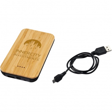 Logo trade promotional gifts image of: Future 6000 mAh bamboo/fabric wireless power bank